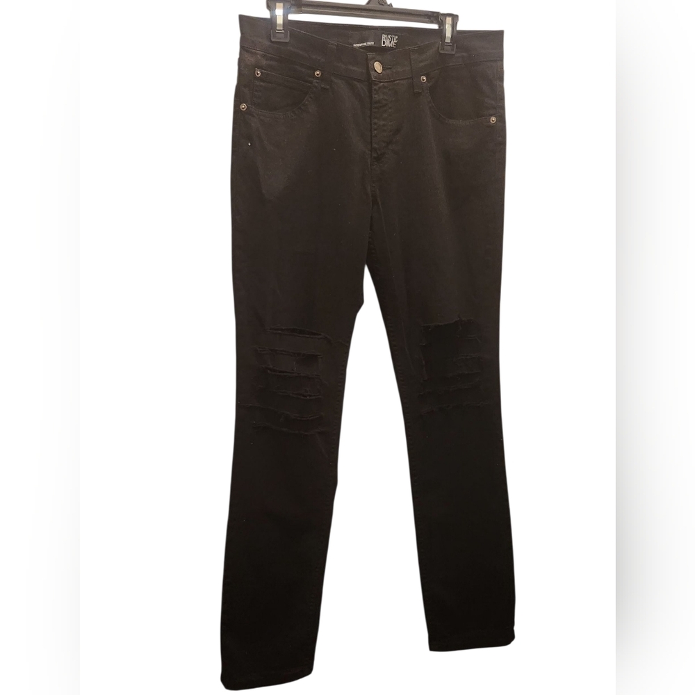 Rustic Dime Men's Tapered Fit Black Ripped Denim